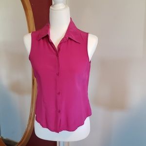 Pink sleeveless button blouse